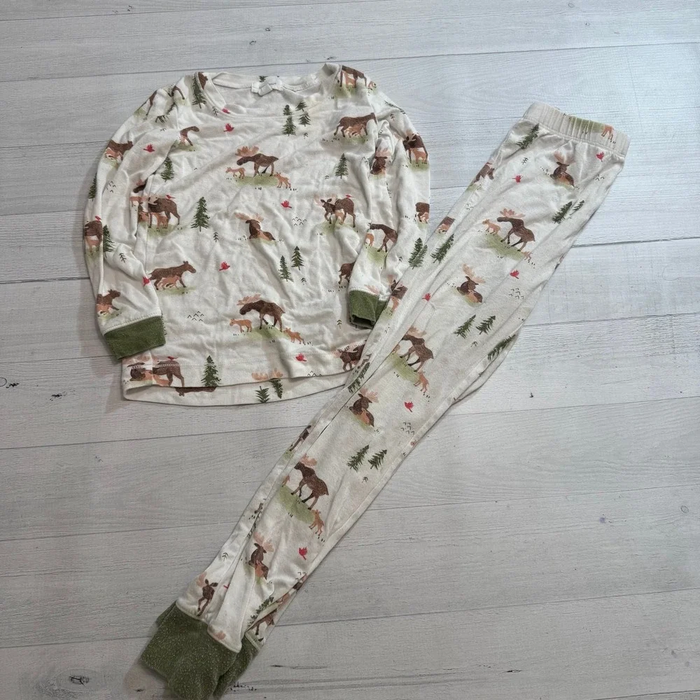 Angel dear‎ moose white lounge wear set pajama set 4T